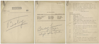 Over 130pp. of Moe Howard's Non-Stooge Comedic Skits & Outlines, Some With Moe's Handwritten Notes -- Includes His Annotated Script for Skit Co-Starring Walt Disney -- Varying Sizes, Good to Very Good
